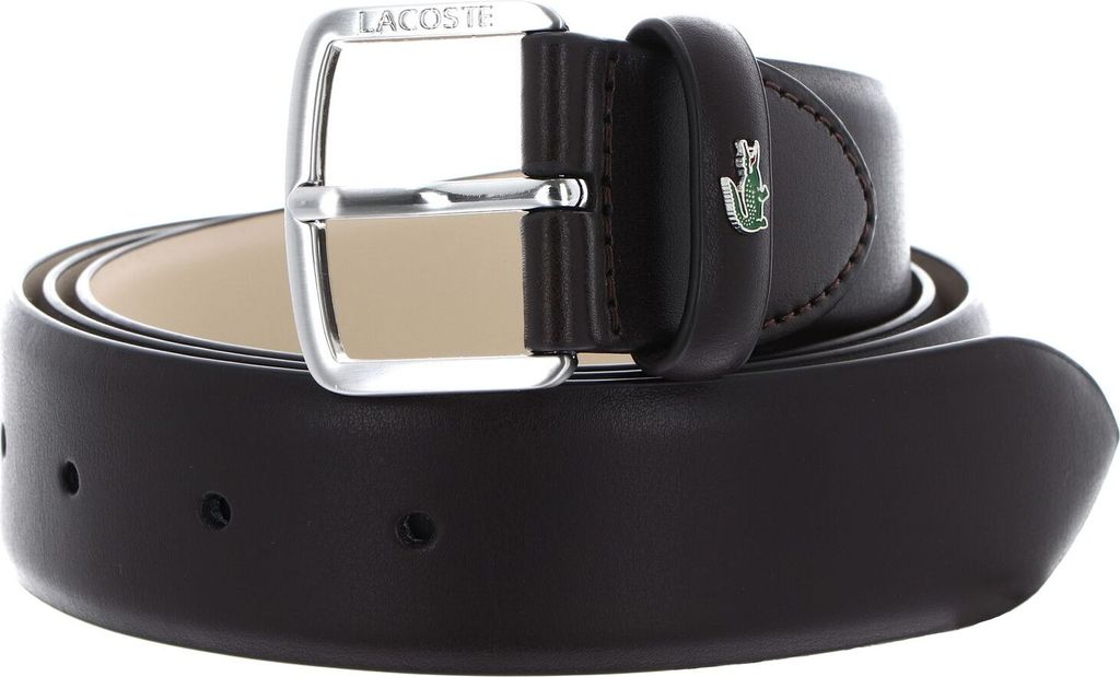 LACOSTE Leder Gürtel Elegance 35 Flat Raw Edge Belt W125 Marron dunkelbraun