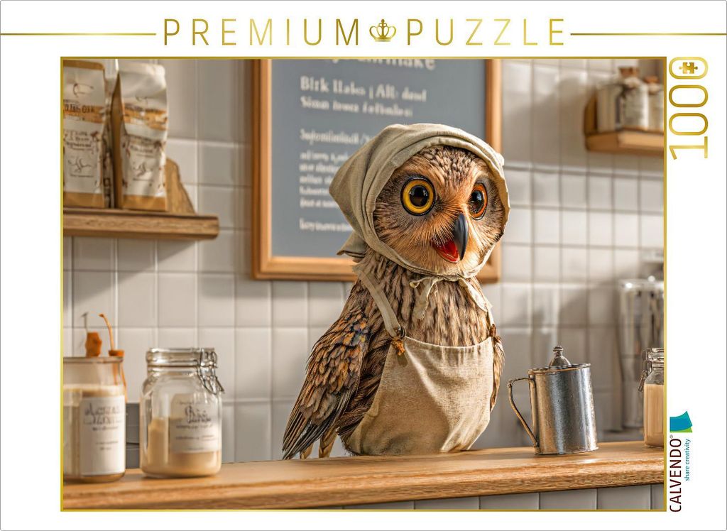 CALVENDO Puzzle Ein Motiv aus dem Kalender Eulen im Einsatz - 365 Tage voller schräger Federführung | 1000 Teile Lege-Größe 64x48cm Foto-Puzzle...