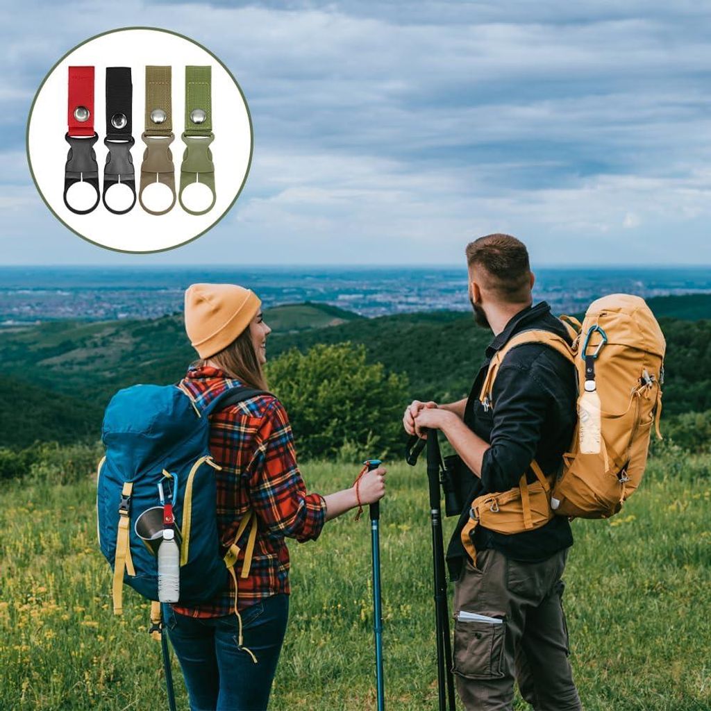 8 Stück Nylon Wasserflaschenhaken, 4 Farben Rucksack Flaschenhalter, Schicker Wasserflaschen Schnallenhalter, Outdoor Trinkflaschenhaken, Wasserfl...