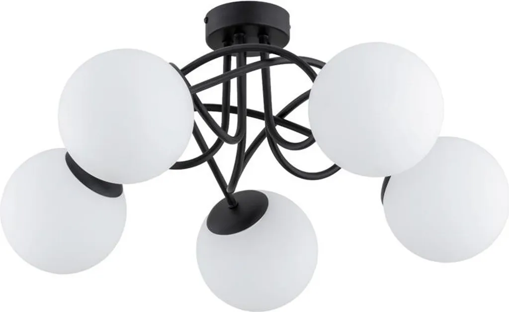 Plafonnier Métal BANKO 5 Bras E14 Noir et Blanc 51cm Style Industriel