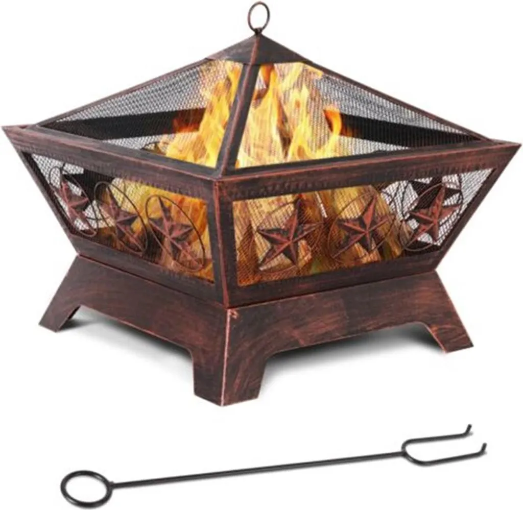 Pot à feu de luxe Happyment 61cm avec couvercle de protection anti-braise