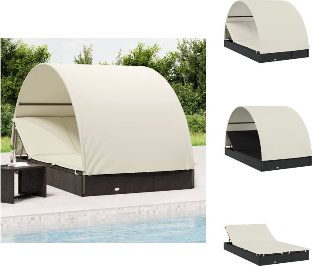 vidaXL Sonnenliege für 2 Personen mit Runddach Schwarz Produktbild 