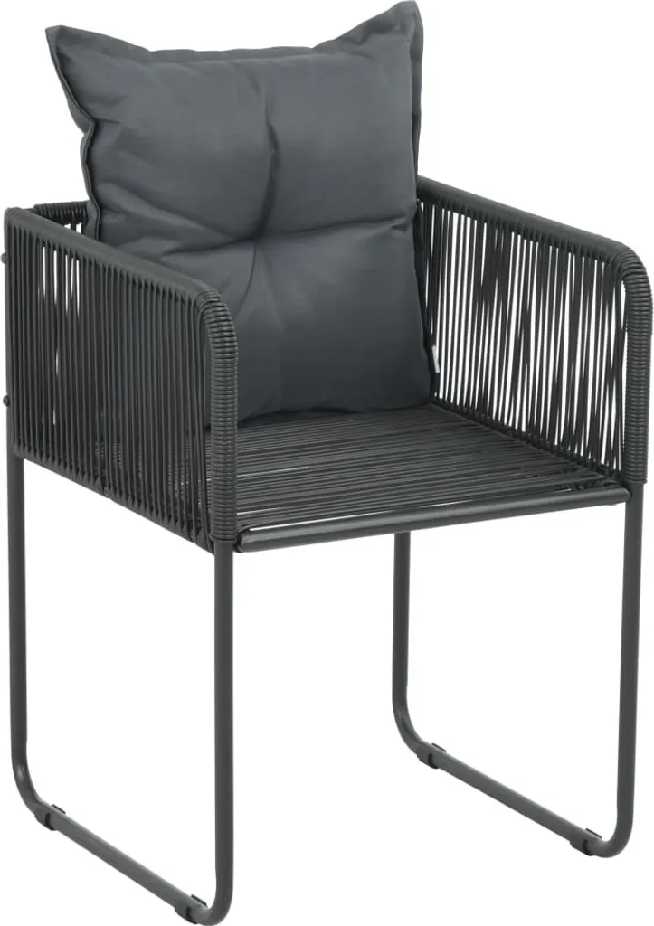 Chaises de jardin en résine tressée noire et coussins pour la terrasse