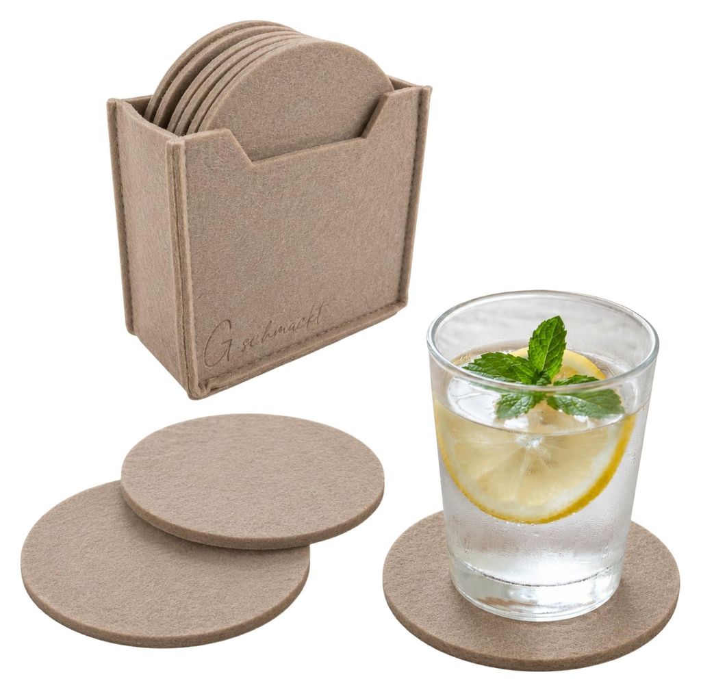 Filz Untersetzer für Gläser & Tassen 12er Set mit Box, Produktbild 