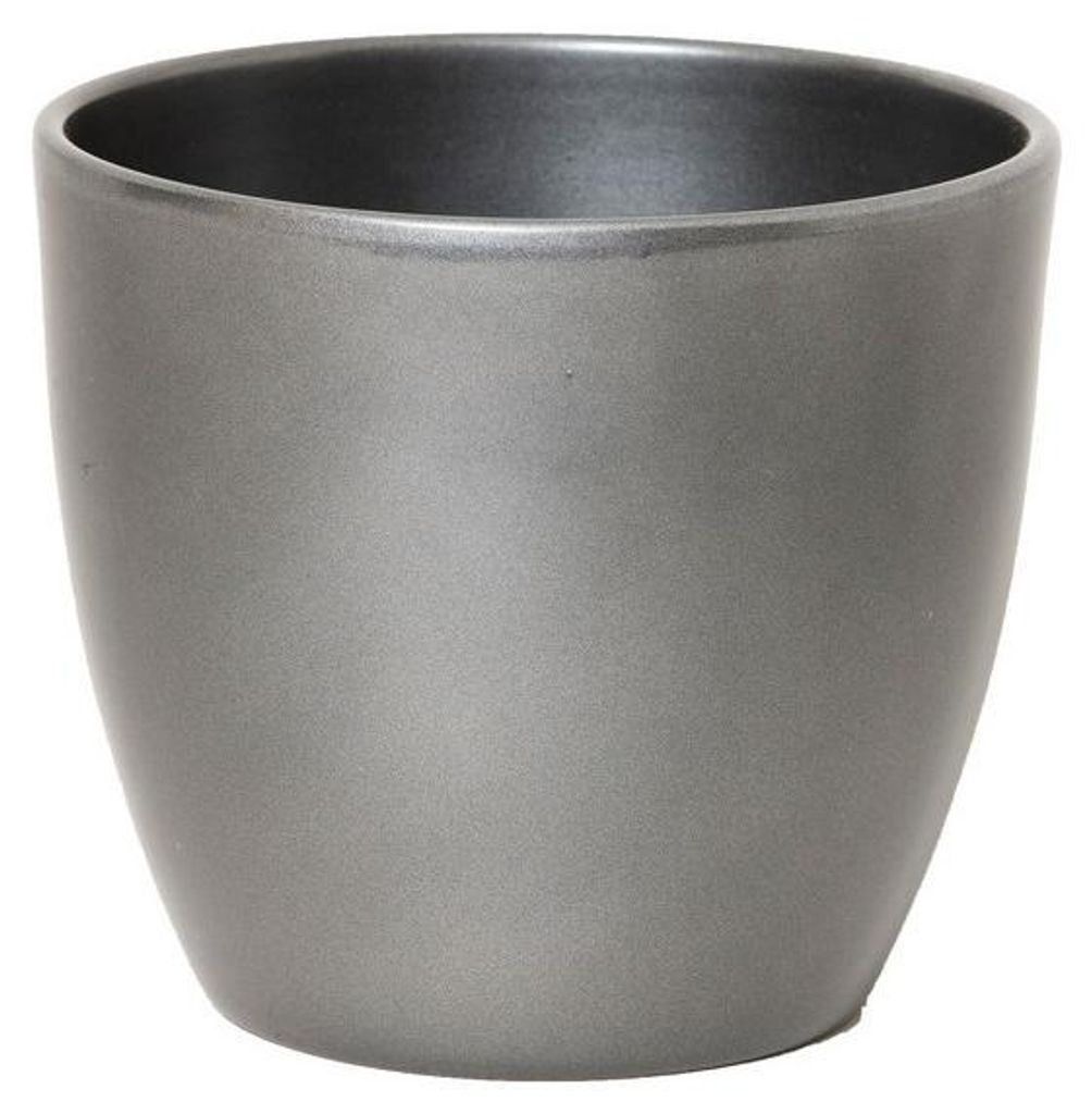 Floran Pflanzentopf - silber - glanzend - Keramik - 19 x 17 cm