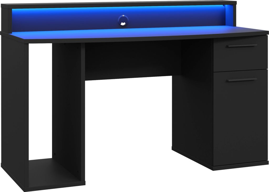 MIRJAN24 Gaming Schreibtisch Ayo, Stilvoll Computertisch vom Hersteller, Computermöbel mit RGB-Beleuchtung (Farbe: Schwarz)