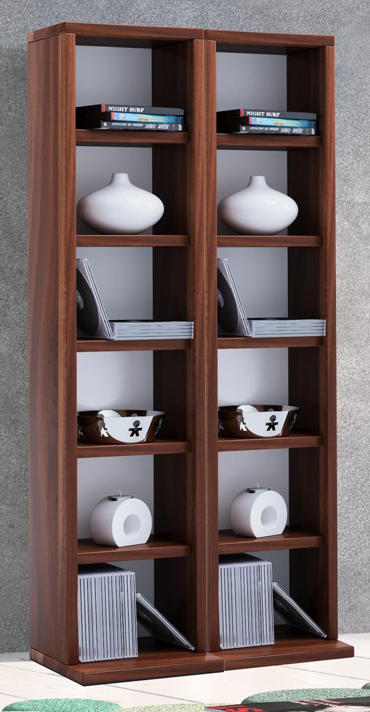 VCM Holz CD DVD Stand Regal | CD Regal mit Platz für 204 CDs oder 72 DVDs oder 40-Videos | Maße: H. 92 x B. 42 x T. 20 cm | Elegantes CD/DVD Rega...