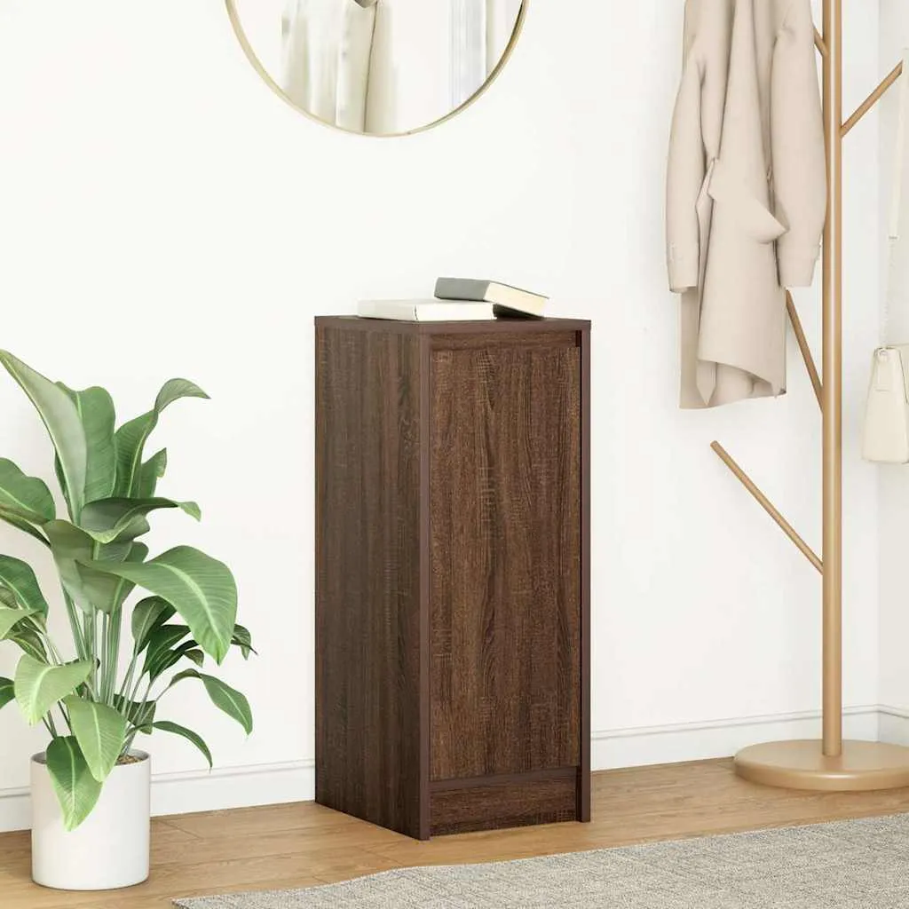 Credenza Vetrina in Legno Massello Rovere Marrone 29,5x34x76 cm