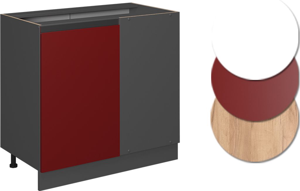 Szafka narożna Vicco R-Line Czerwony 86 cm  J-Shape BR Zdjęcie produktu 