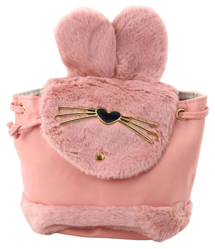 Sac à dos rose peluche 4L ultra doux avec sangles ajustables pour enfant