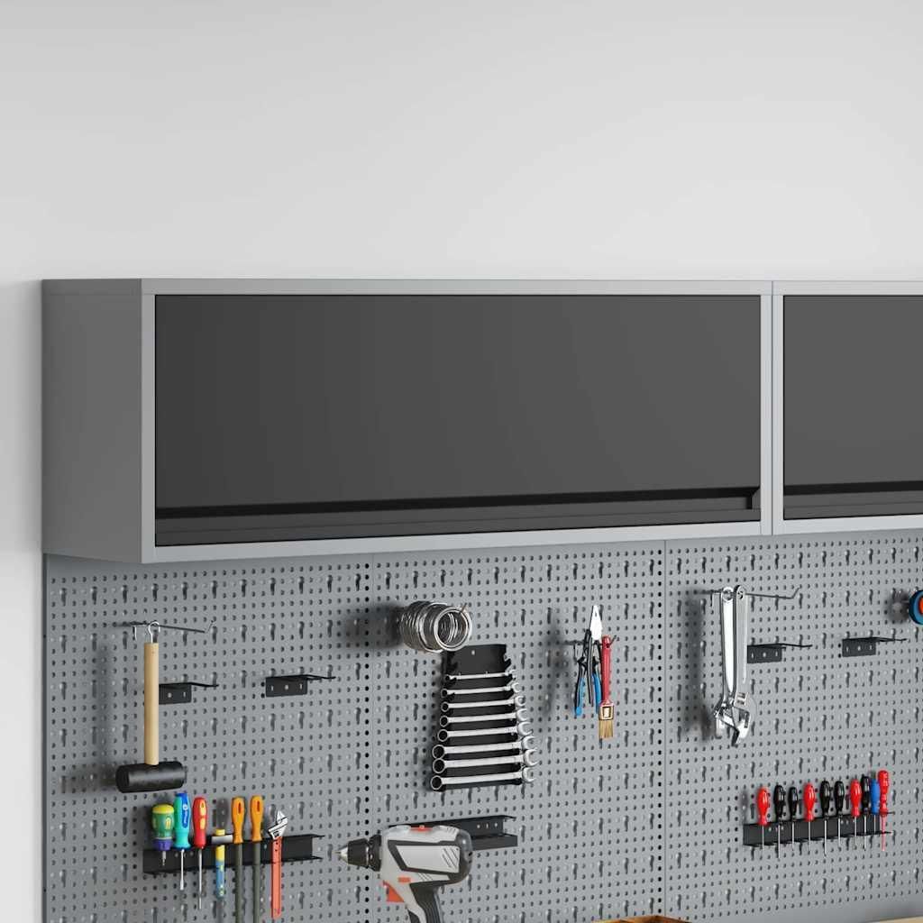 Möbel Werkzeugschrank mit Speicher Schwarz und Grau 100 x 25 x 35 cm - Werkzeugschränke 4103479