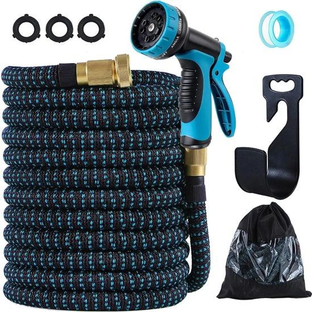 Tuyau d'arrosage extensible 30m avec raccords en cuivre et 10 fonctions