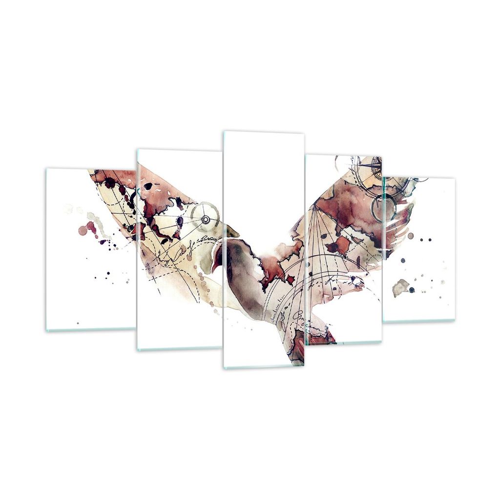 Bilder auf glas - Vogel Abstraktion - 160x85cm - Glasbilder - Wandbilder - Kunstdruck - zum Aufhängen bereit - Wanddekoration aus Glas - Glas Bild...