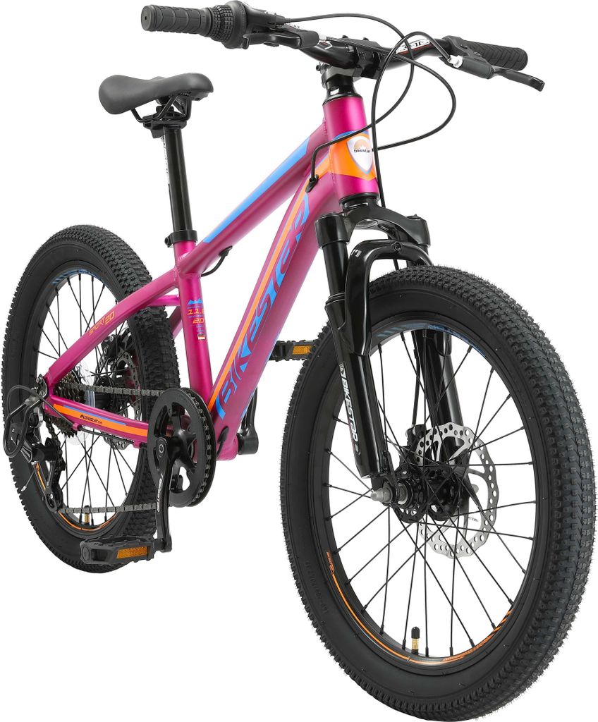 BIKESTAR Kinder Jugend Mountainbike 20 Zoll ab 6 - 7 Jahre | 7 Gang Hardtail MTB Sport Scheibenbremse Federgabel | Berry