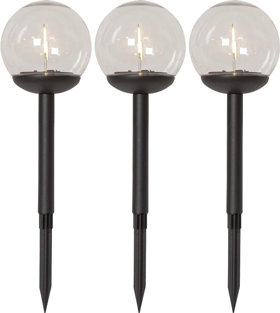 Lampe de chemin solaire à LED 'Globe', set de 3, blanc/noir Image du produit 