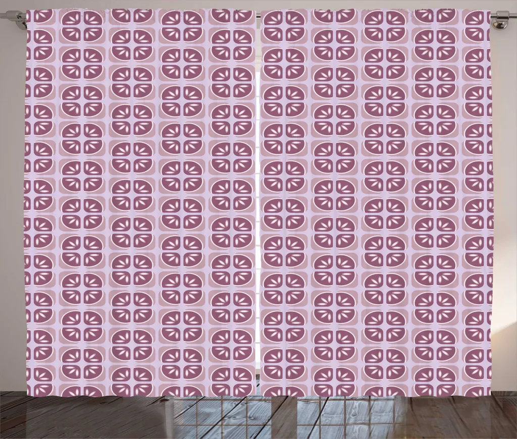 Rideau Rétro Rustique ABAKUHAUS Floral Cubic 280x225 cm Mauve