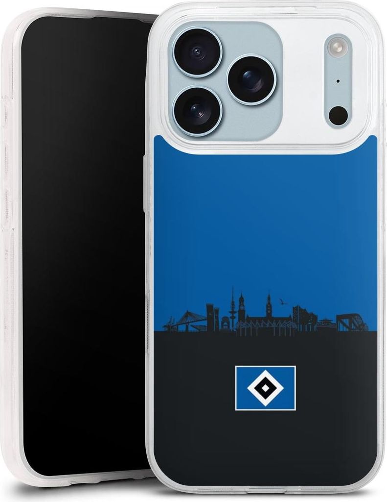 DeinDesign Slim Hülle für Apple iPhone 17 Pro Silikon Case Ultra Dünn Handyhülle HSV Hamburg Skyline