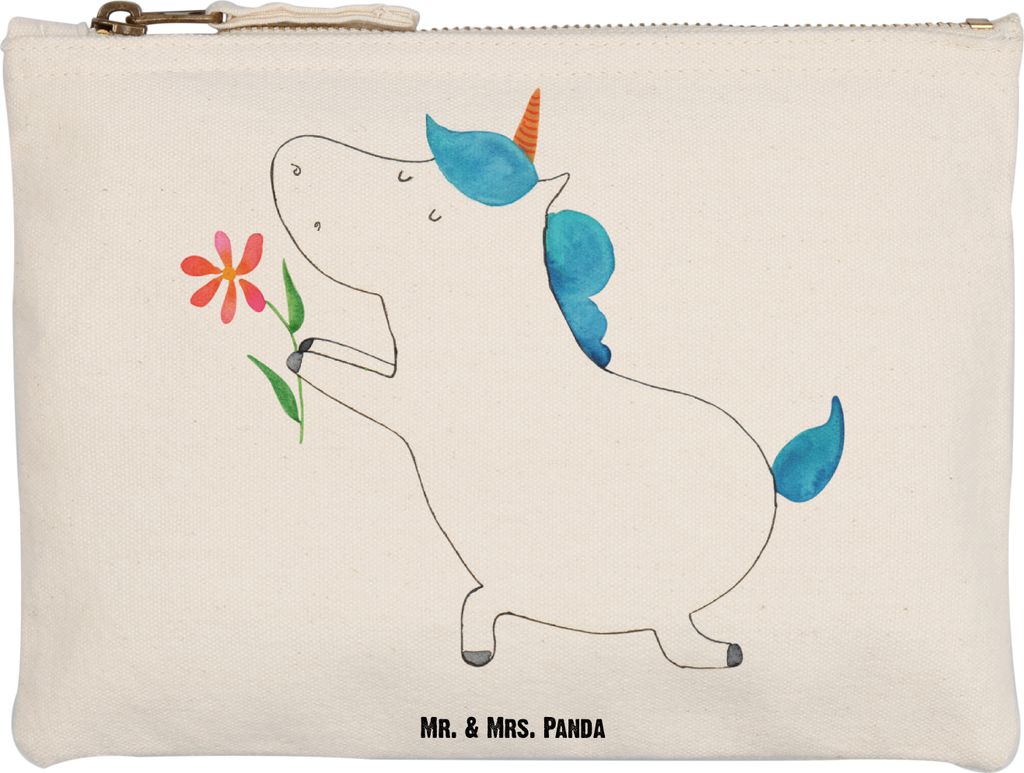 Mr. & Mrs. Panda Federtasche Einhorn Blume Grösse XL Große - Weiß - Geschenk, Pouch, Unicorn, Heiratsantrag, Einhörner, Kulturbeutel, Liebesbew...