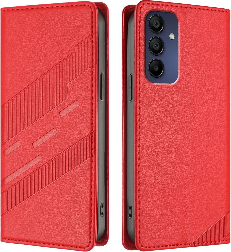 Hülle für Samsung Galaxy A16 5G/4G, Kunstleder Brieftaschen Handyhülle mit Kartenfach und Standfunktion Rot