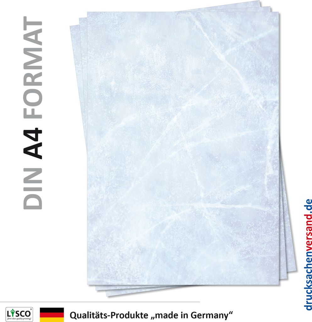 Gastronomie Papier (Blau-Eis-Marmor, DIN A4, 100 Blatt) für Speisekarten. Marmoriertes Papier, Marmorpapier zweiseitig bedruckt, für alle Drucker...