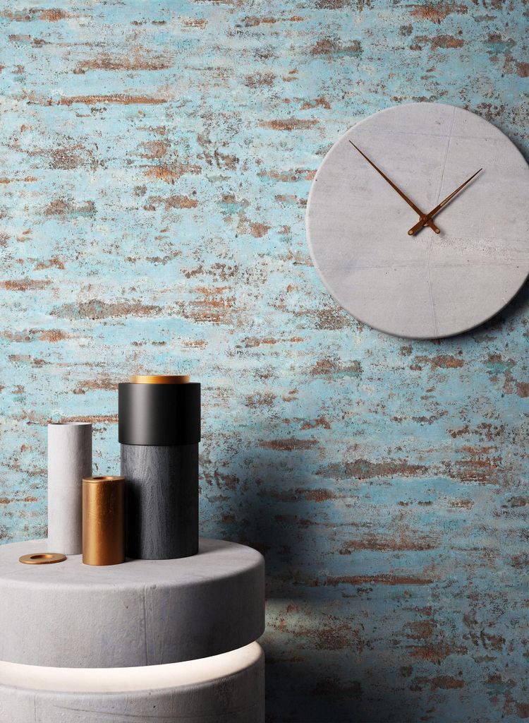 NEWROOM Tapete Blau Vliestapete Beton - Betonoptik Industrial Braun Stein Zement Betontapete Modern Betonwand