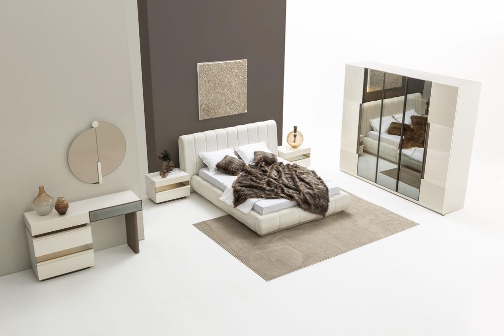 Komplettes 6-tlg. Schlafzimmer-Set in Beige – Für Stilvolles Wohnen