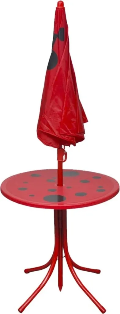 set bistrot da giardino per bambini da 3 pezzi con ombrellone rosso - 3
