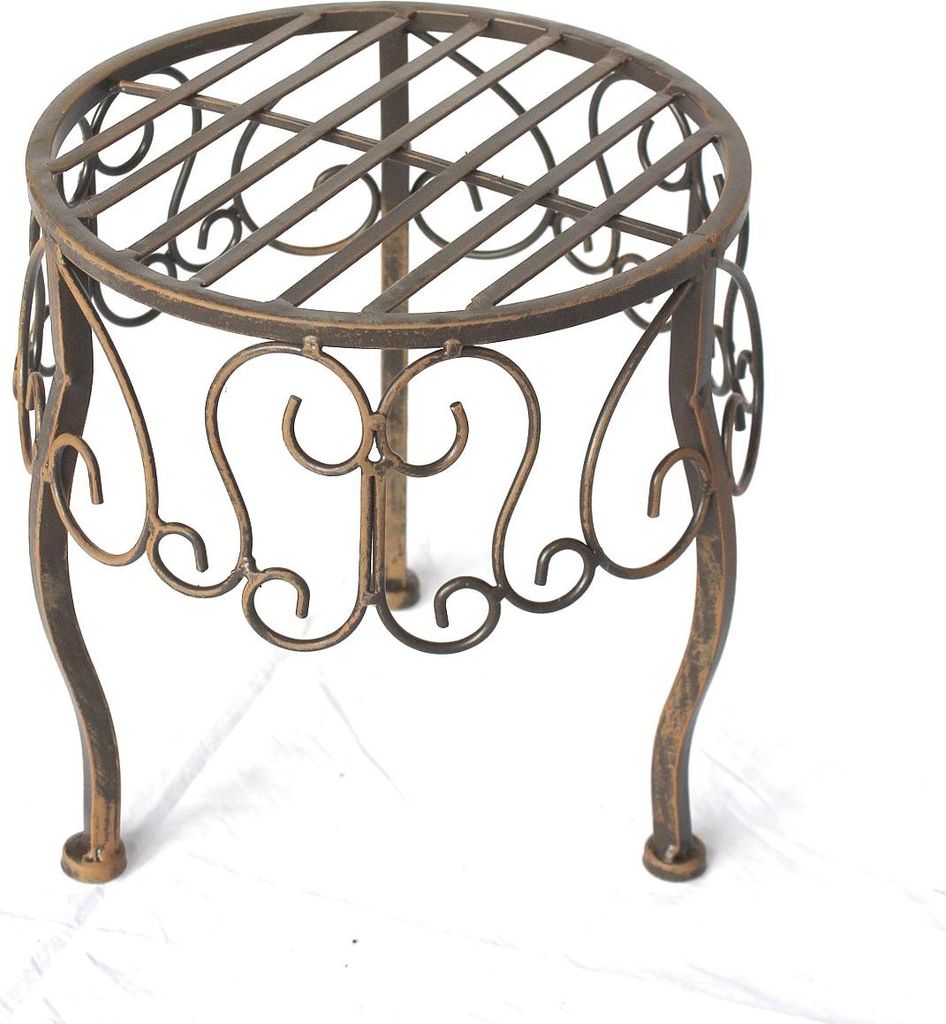 DanDiBo Blumenhocker Metall Braun Rund 30 cm Blumenständer 140129 M Beistelltisch Pflanzenständer Klein