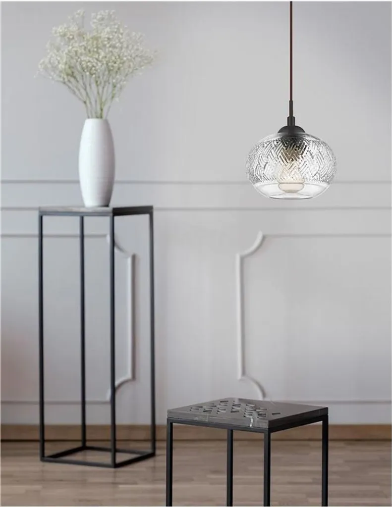 Suspension Design pour Table à Manger Devon en Verre Brun Élégante