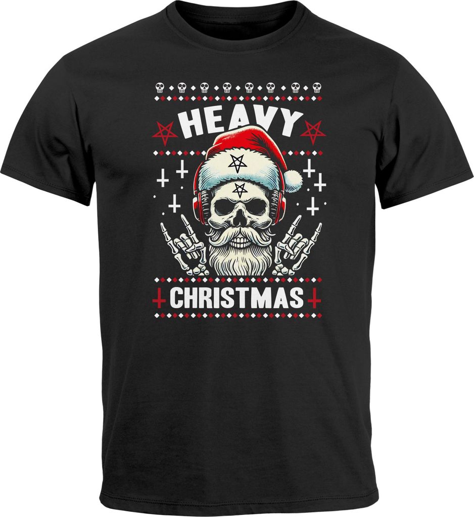 Herren T-Shirt Weihnachten Heavy Christmas Spruch lustig Totenkopf XMAS Outfit Männer Moonworks