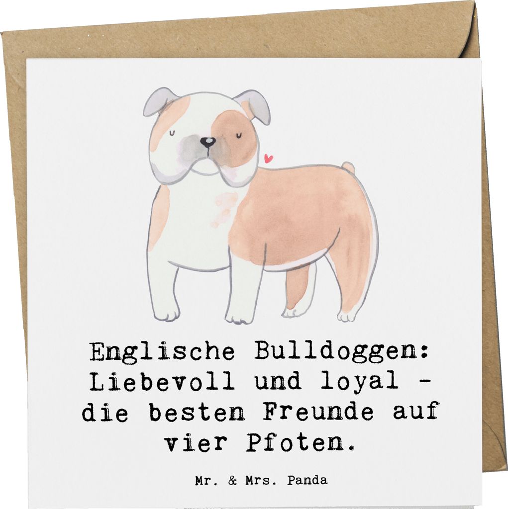 Mr. & Mrs. Panda Glückwunschkarte Englische Bulldogge Freunde - Weiß - Geschenk, sanfter Charakter, Hundehalter, doppelkarte, Hunderassen, loyal,...