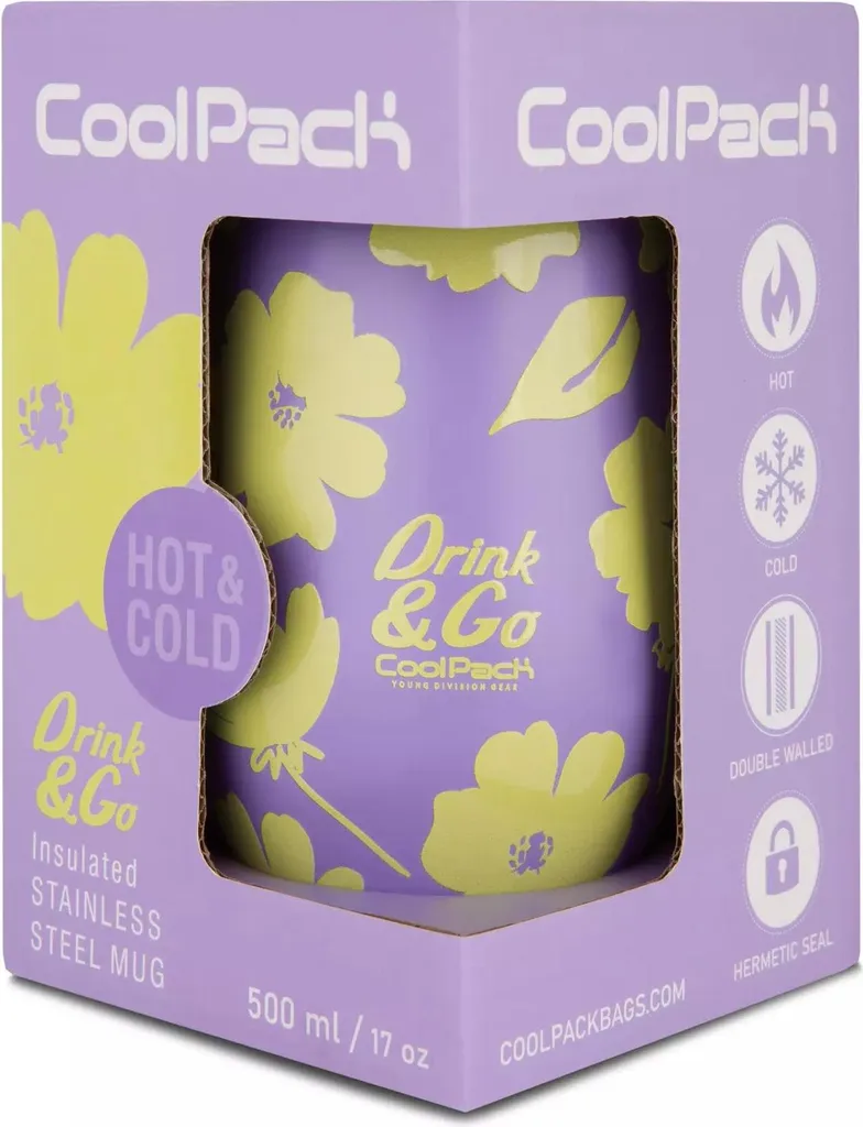 Tasse à café isotherme 500ml Coolpack Miss Flores Lila en Inox Durable