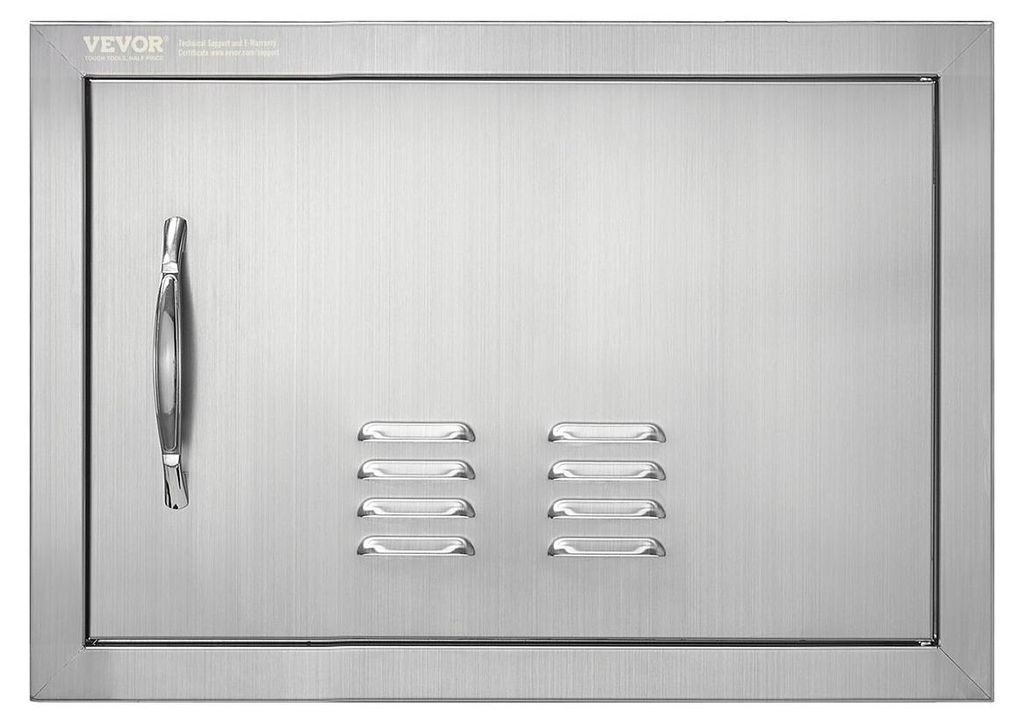 BBQ Access Door, 508x356 mm Single Outdoor Kitchen Door, Stainless Steel Flush Mount Door, Wall Vertical Door with Handle and vents, for BBQ Island...