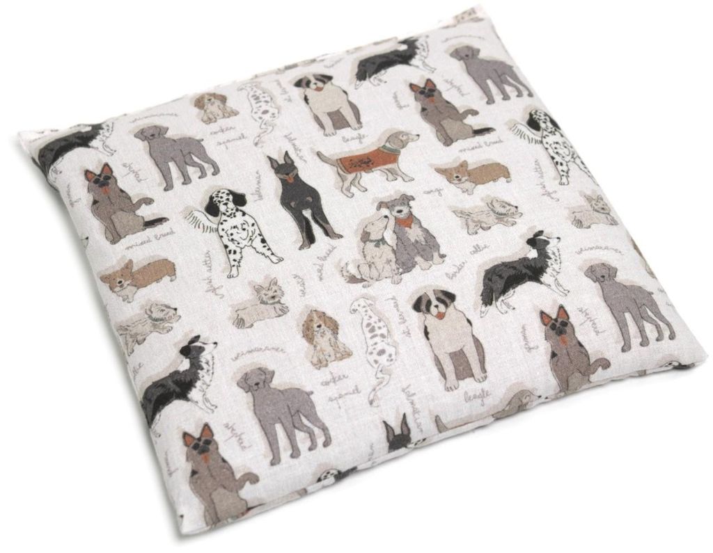 Bio-Bio Dinkelkissen 19x19cm. Bio-Füllung & Bio Stoff Liebe Hunde. Kleines Körnerkissen Wärmekissen & Kältekompresse