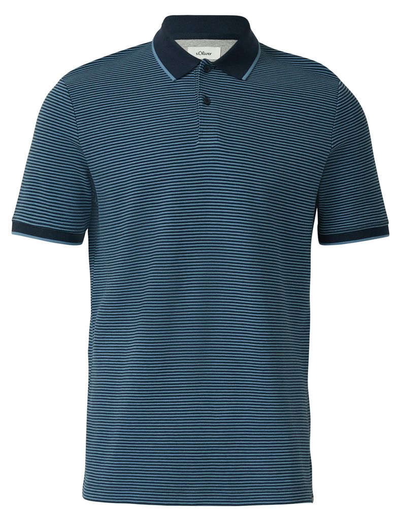 S.OLIVER strukturiertes gestreiftes Herren Poloshirt in TwoTone-Optik | 7990