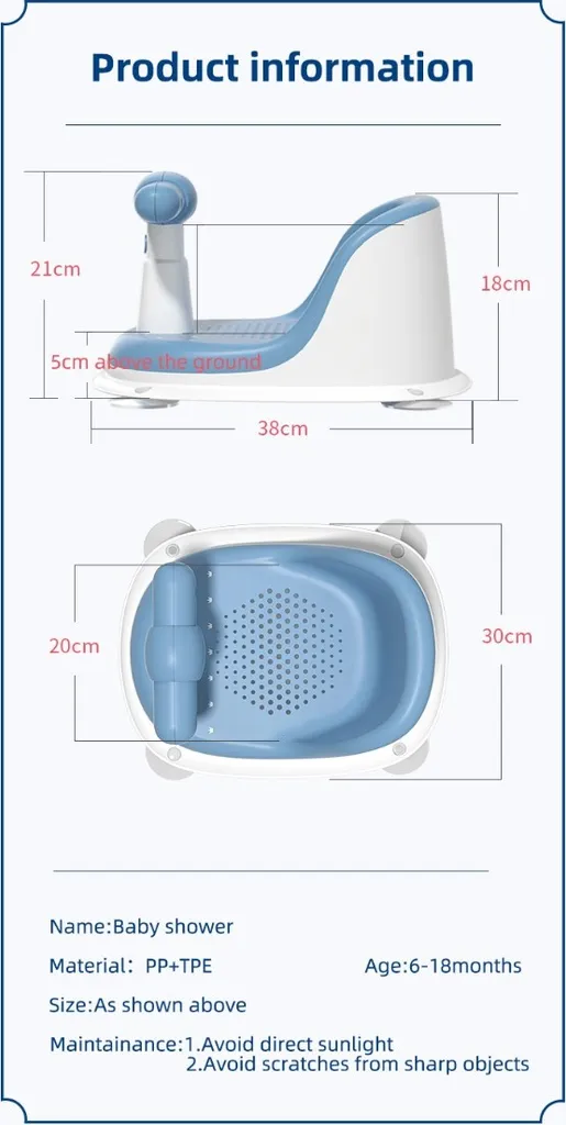 Siège de bain bleu Bebies First antidérapant et très confortable