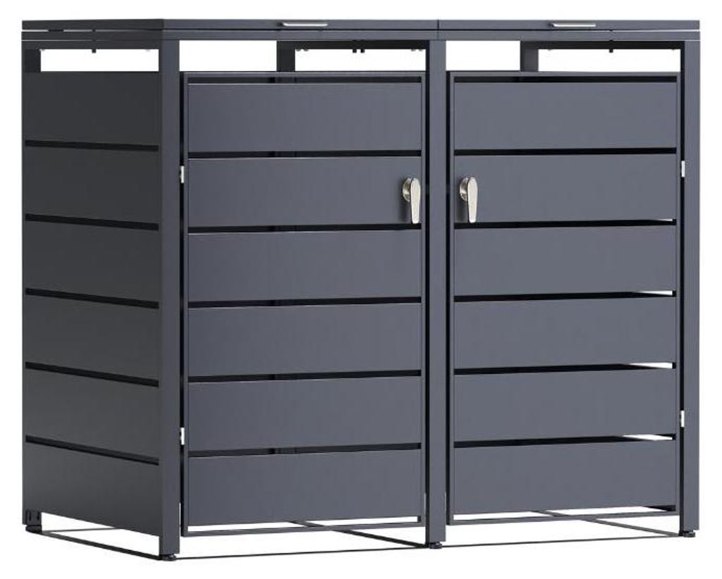 TIMBELA M802-2K Kovový Box na Popelnice 2 x 240L, Kryt na Obrázek produktu 