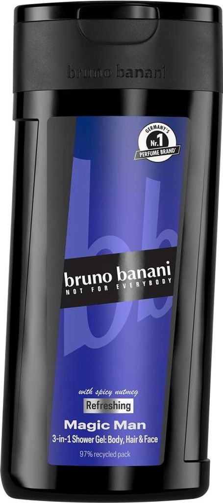 bruno banani Magic Man 3-in-1 Shower Gel für Männer mit pikanter Muskatnuss Duft 250ml