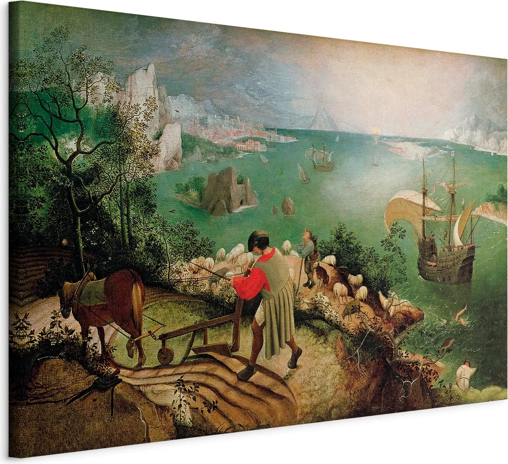 Quadro su Tela l-G-10038-b-a - Riproduzione Icaro Bruegel 60x40