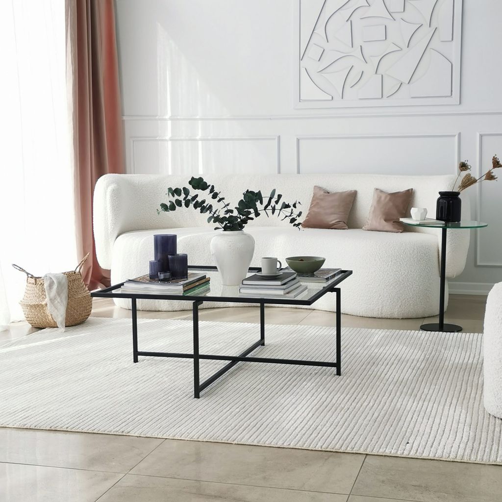 Skye Decor, Sun S409, Couchtische, Schwarz, Glas, 85 x 35 x 85 cm