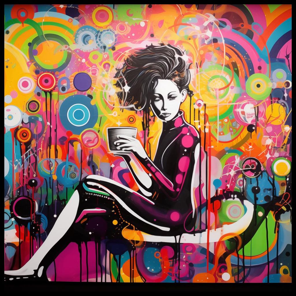 Plakat 100x100cm Leben durch Graffiti