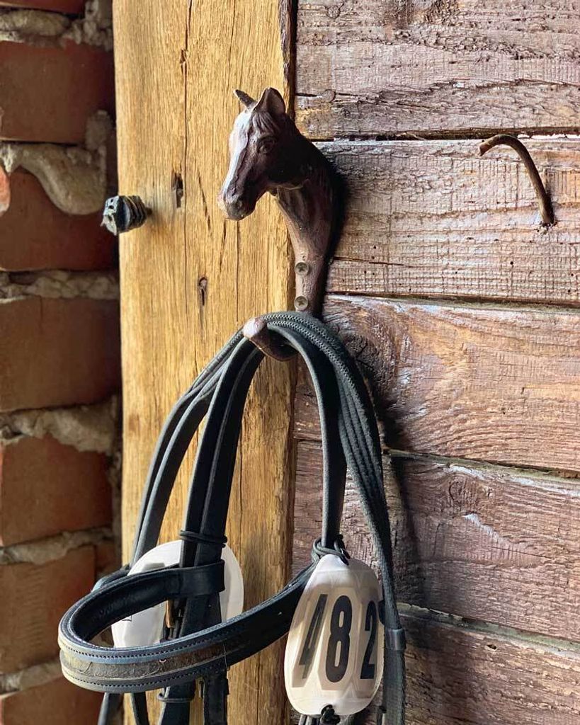 Garderobehaken Pferdekopf Trensenhalter Pferd Haken Gusseisen Antik-Stil Braun