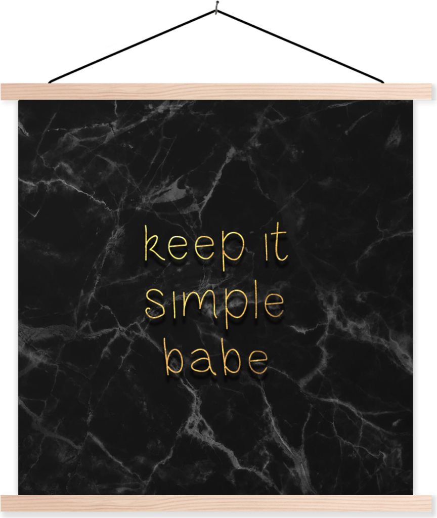 MuchoWow Textilposter Zitate - Sprichwörter - Gold - Marmor 40x40 cm mit holzfarbenen Rahmen - Posterleiste