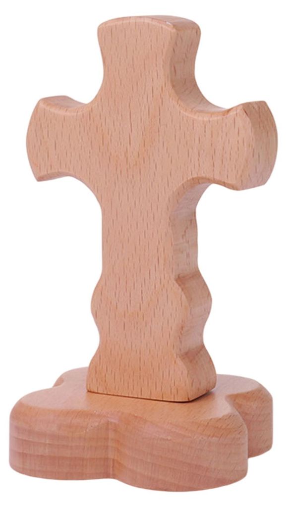 Stehendes hölzernes Kruzifix – Tischdekoration, religiöse Figur, spirituelles christliches Geschenk für Kirche, Zuhause, Büro