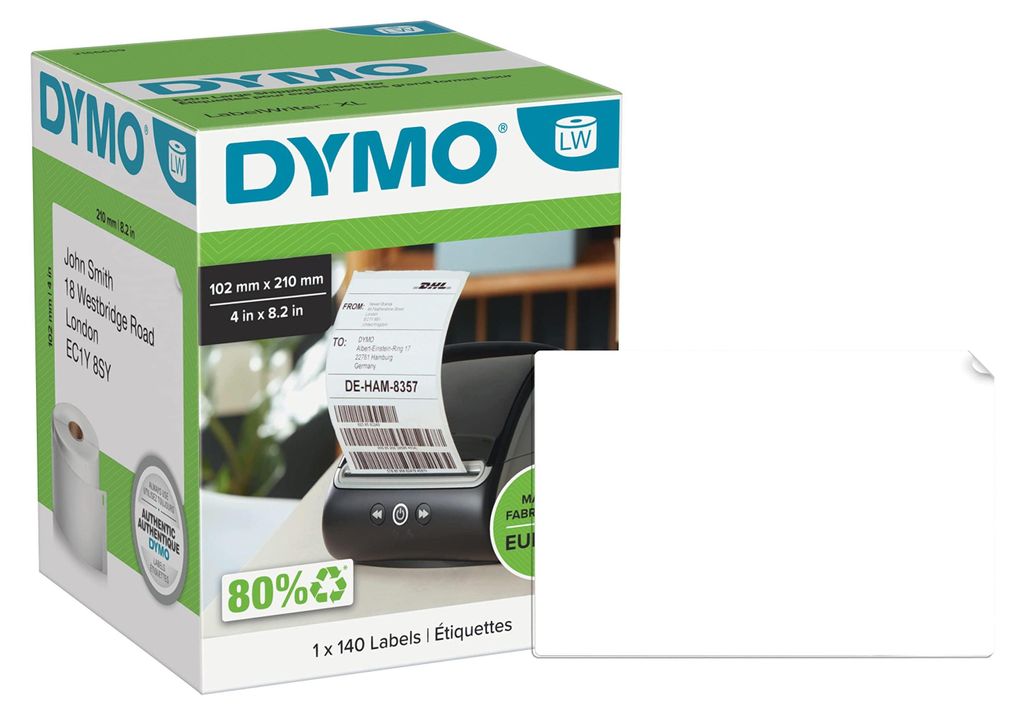 DYMO Original LabelWriter DHL Versandetiketten für LabelWriter 5XL/4XL-Etikettendrucker | 102 mm x 210 mm | Rolle mit 140 Etiketten | selbstkleben...