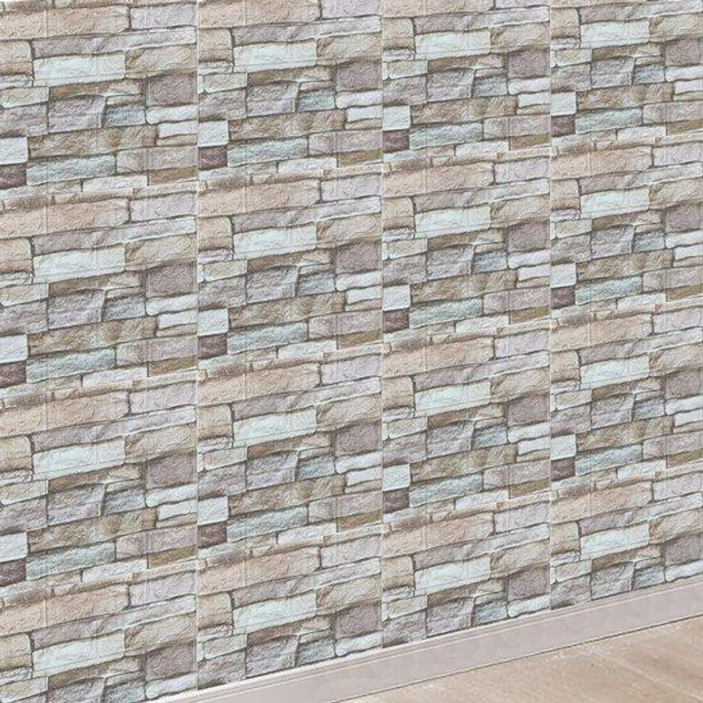 Selbstklebende 3D-Wandpaneel 70 cm x 20 m - Naturstein-Look-Wandbeklebung, Wasserfestes Wandmuster Naturstein, Wanddeko für Küche Schlafzimmer, W...