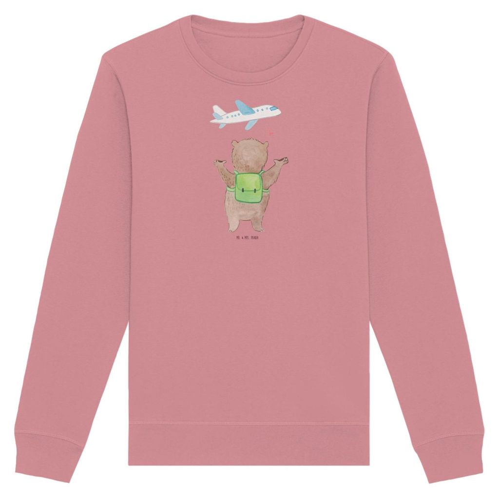 Mr. & Mrs. Panda Fair Fashion Pullover Bär Flugzeug Größe XL - Canyon Pink - Geschenk, Sweatshirt, Pulli, für Frauen, Partner, Baumwoll, Freund...