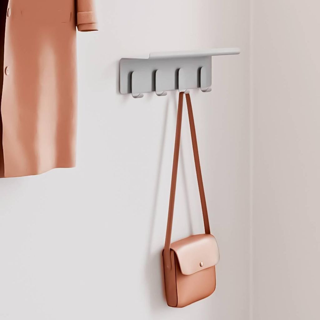 Zone Denmark Flurregal Hakenleiste Garderobe 4 Haken und kleine Ablage 40cm grau