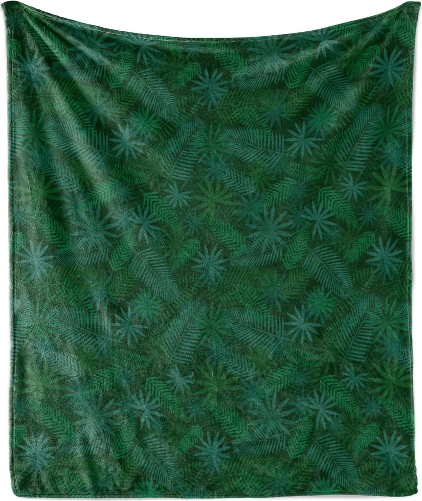 ABAKUHAUS Blätter Weich Flanell Fleece Decke, Rhythmische Palmate Herbstlaub in den dunklen Dschungel Töne Botanik Illustration, 175 x 230 cm, Sm...