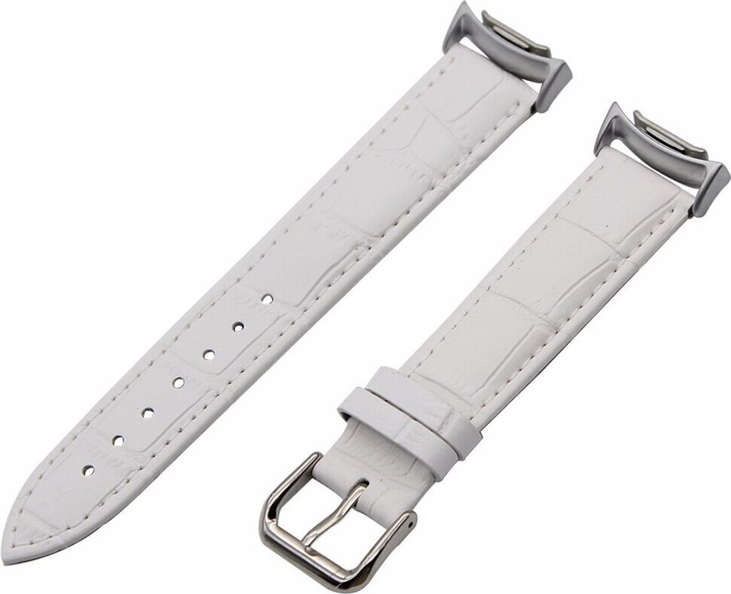 Ersatzarmband für Samsung Gear Fit 2 / Pro Band Armband weiß (Kunstleder) kompatibel mit SM-R360 / Fit 2 Pro SM-R365 verstellbar elegant